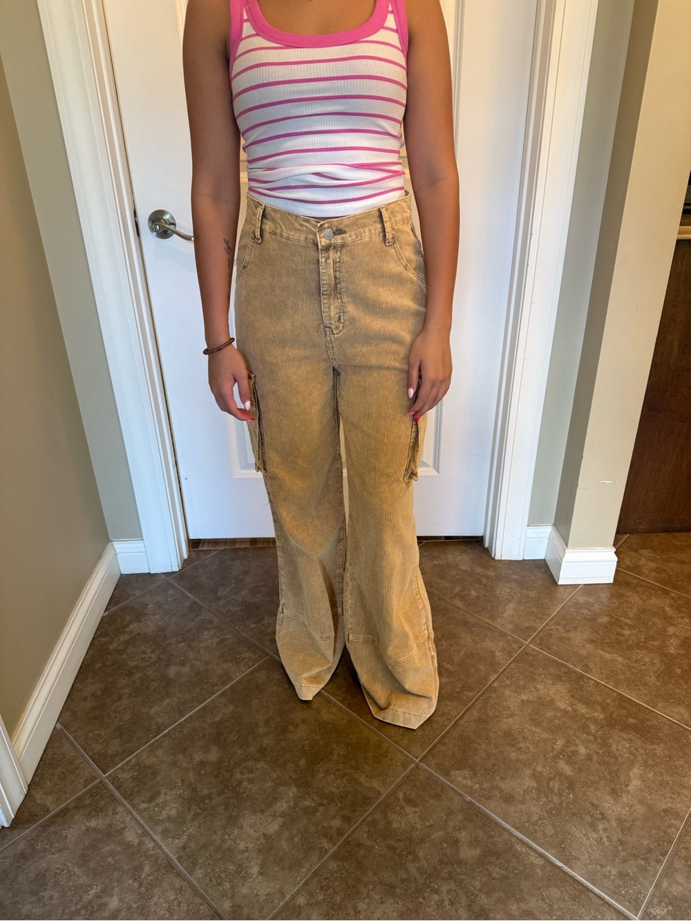 Mazik Beige Corduroy Cargo Pants